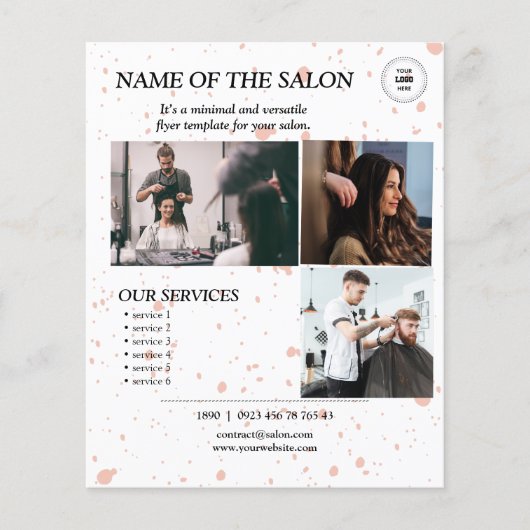 Rosa Spritzer Rosa Minimaler Salon Flyer (Vorne)