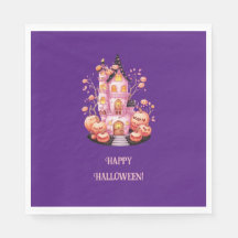 Rosa Spuk Schloss Halloween-Party Napkin