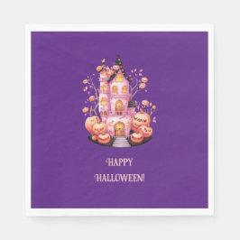 Rosa Spuk Schloss Halloween-Party Napkin Serviette