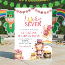 Rosa St. Patrick Lucky Seven Geburtstagseinladung