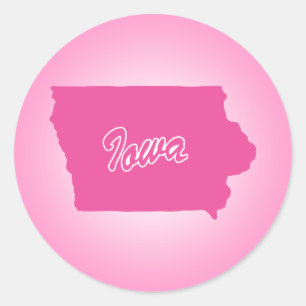 Rosa Staat Iowa Klassischer Rundaufkleber Runder Aufkleber