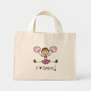 Rosa Stäbchen-Figur Cheerleader T-Shirts und Gesch Mini Stoffbeutel