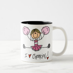 Rosa Stäbchen-Figur Cheerleader T-Shirts und Gesch Zweifarbige Tasse