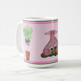Rosa Staffordshire Hunde Topiary Kaffeetasse