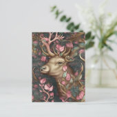 Rosa Stag versteckt sich im Wald Postkarte (Stehend Vorderseite)