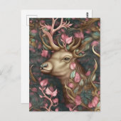 Rosa Stag versteckt sich im Wald Postkarte (Vorne/Hinten)
