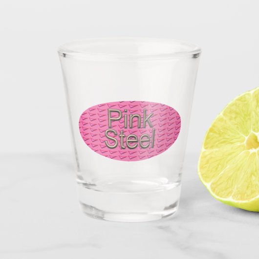 Rosa Stahlschussglas Schnapsglas (Vorderseite)