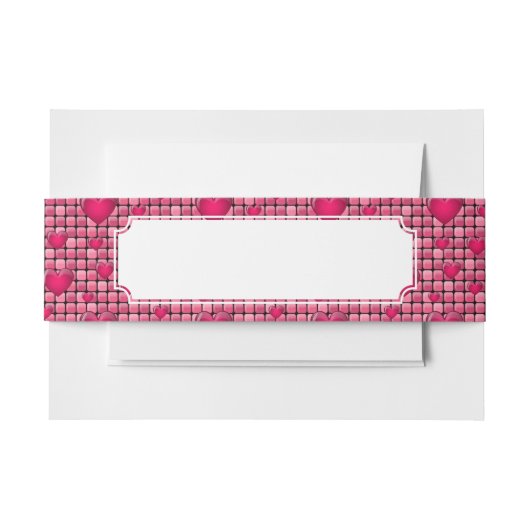 Rosa Stapel mit Herzen Einladungsbanderole (Vorderseite Beispiel)
