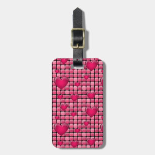 Rosa Stapel mit Herzen Gepäckanhänger