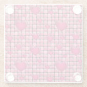 Rosa Stapel mit Herzen Glasuntersetzer (Rückseite)