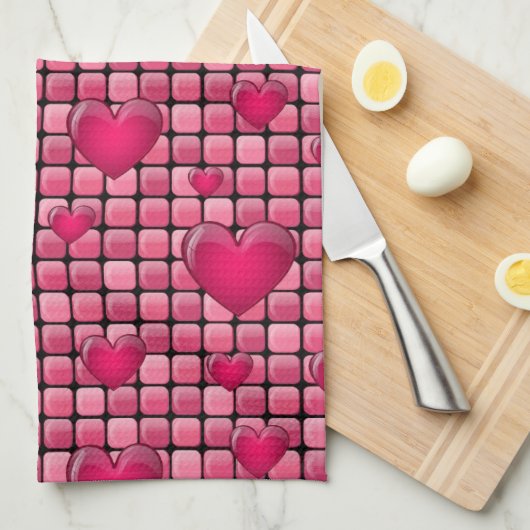 Rosa Stapel mit Herzen Handtuch (Viertel Falte)