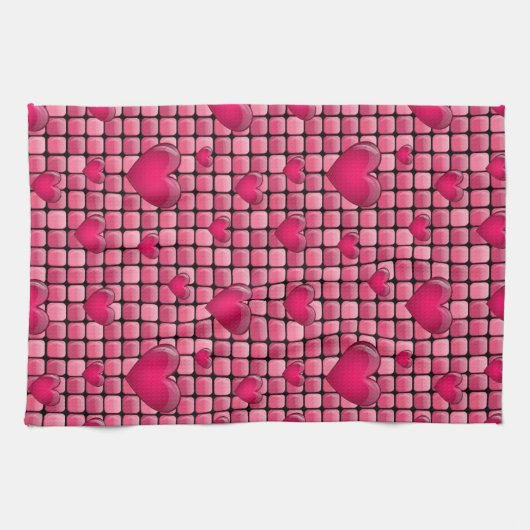 Rosa Stapel mit Herzen Handtuch (Horizontal)