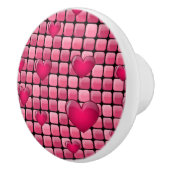 Rosa Stapel mit Herzen Keramikknauf (Rechts)