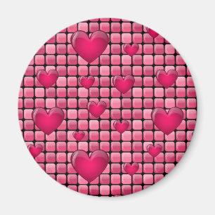 Rosa Stapel mit Herzen Magnet