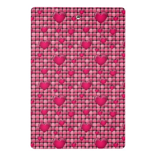 Rosa Stapel mit Herzen Mini Klemmbrett (Rückseite)