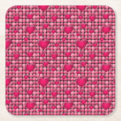 Rosa Stapel mit Herzen Rechteckiger Pappuntersetzer (Vorderseite)