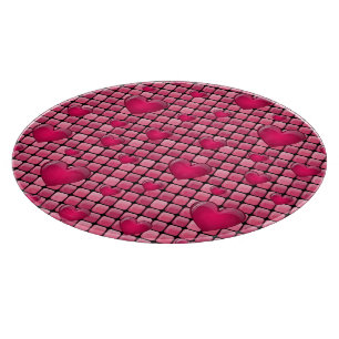 Rosa Stapel mit Herzen Schneidebrett