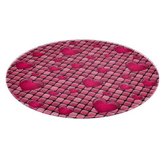 Rosa Stapel mit Herzen Schneidebrett (Ecke)