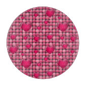 Rosa Stapel mit Herzen Schneidebrett (Vorderseite)