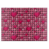 Rosa Stapel mit Herzen Schneidebrett (Vorderseite)