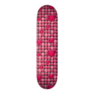 Rosa Stapel mit Herzen Skateboard