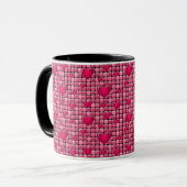 Rosa Stapel mit Herzen Tasse (Vorderseite Links)