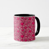 Rosa Stapel mit Herzen Tasse (VorderseiteRechts)