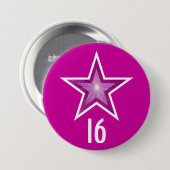Rosa Star '16' Knopf rosa Button (Vorne & Hinten)