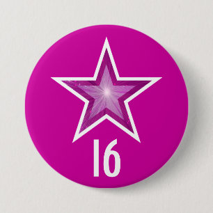 Rosa Star '16' Knopf rosa Button