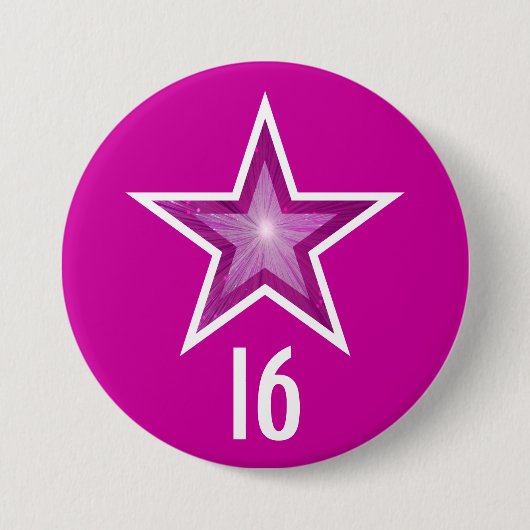 Rosa Star '16' Knopf rosa Button (Vorderseite)