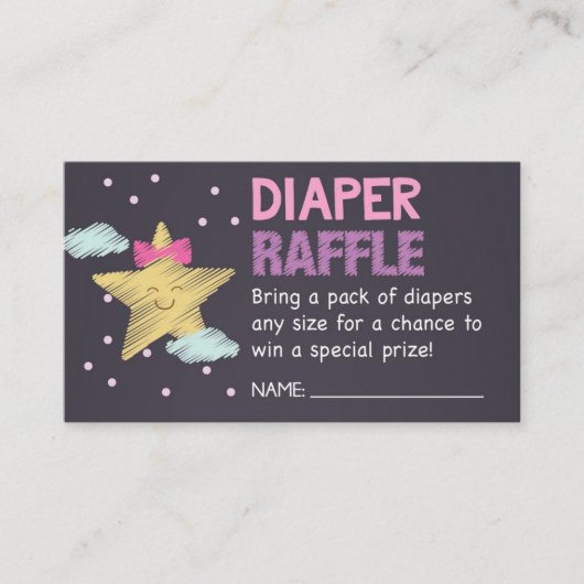 Rosa Star Chalkboard Diaper Raffel Ticket Begleitkarte (Vorderseite)