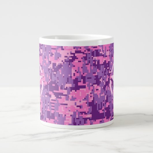 Rosa-Star-Deko im Stil der digitalen Camouflage Jumbo-Tasse (Vorderseite)