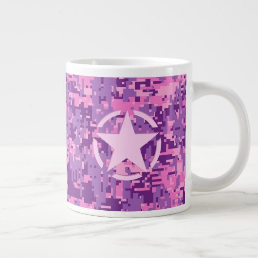 Rosa-Star-Deko im Stil der digitalen Camouflage Jumbo-Tasse (Rechts)