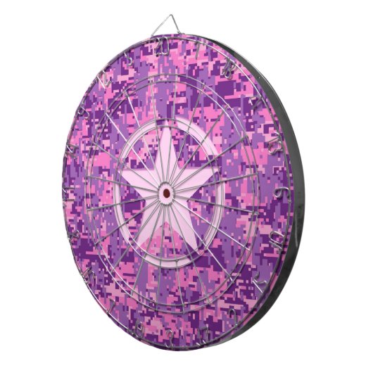 Rosa-Star-Deko im Stil digitaler Camouflage Dartscheibe (Vorderseite rechts)