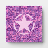 Rosa-Star-Deko im Stil digitaler Camouflage Fotoplatte (Vorderseite)