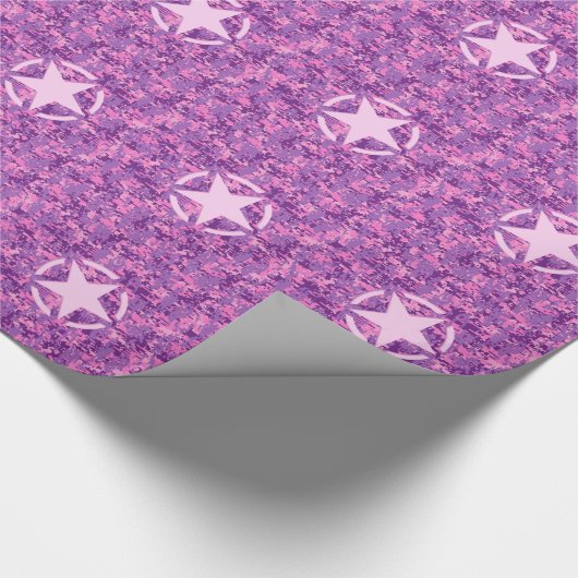 Rosa-Star-Deko im Stil digitaler Camouflage Geschenkpapier (Ecke)