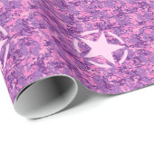 Rosa-Star-Deko im Stil digitaler Camouflage Geschenkpapier (Rolleneckpunkt)