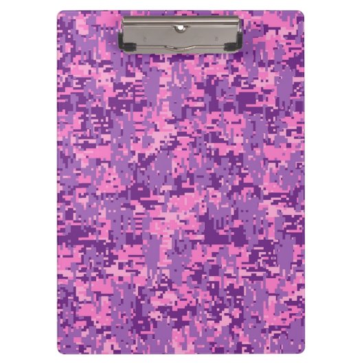 Rosa-Star-Deko im Stil digitaler Camouflage Klemmbrett (Vorderseite)