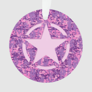 Rosa-Star-Deko im Stil digitaler Camouflage Ornament