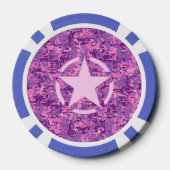 Rosa-Star-Deko im Stil digitaler Camouflage Pokerchips (Rückseite)