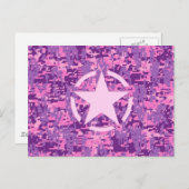 Rosa-Star-Deko im Stil digitaler Camouflage Postkarte (Vorne/Hinten)