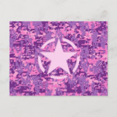 Rosa-Star-Deko im Stil digitaler Camouflage Postkarte (Vorderseite)