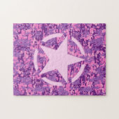 Rosa-Star-Deko im Stil digitaler Camouflage Puzzle (Horizontal)