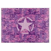 Rosa-Star-Deko im Stil digitaler Camouflage Schneidebrett (Vorderseite)