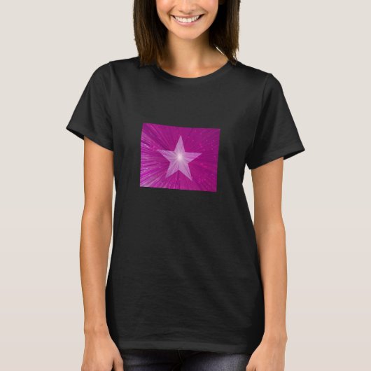 Rosa-Star-Frauenschwarz-T - Shirt (Vorderseite)