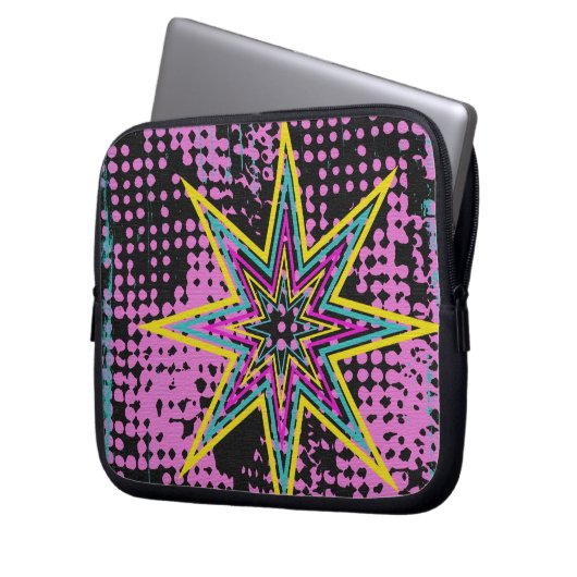 Rosa Star Laptopschutzhülle (Vorderseite Links)