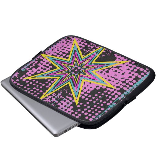 Rosa Star Laptopschutzhülle (Vorne Knopf)