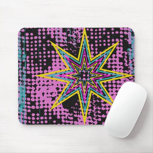 Rosa Star Mousepad (Mit Mouse)