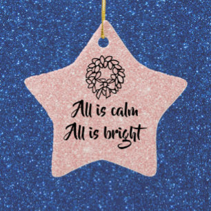Rosa, Star Stille Nacht Thema Verzierung Keramik Ornament