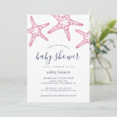 Rosa Starfish Babydusche Einladung (Stehend Vorderseite)